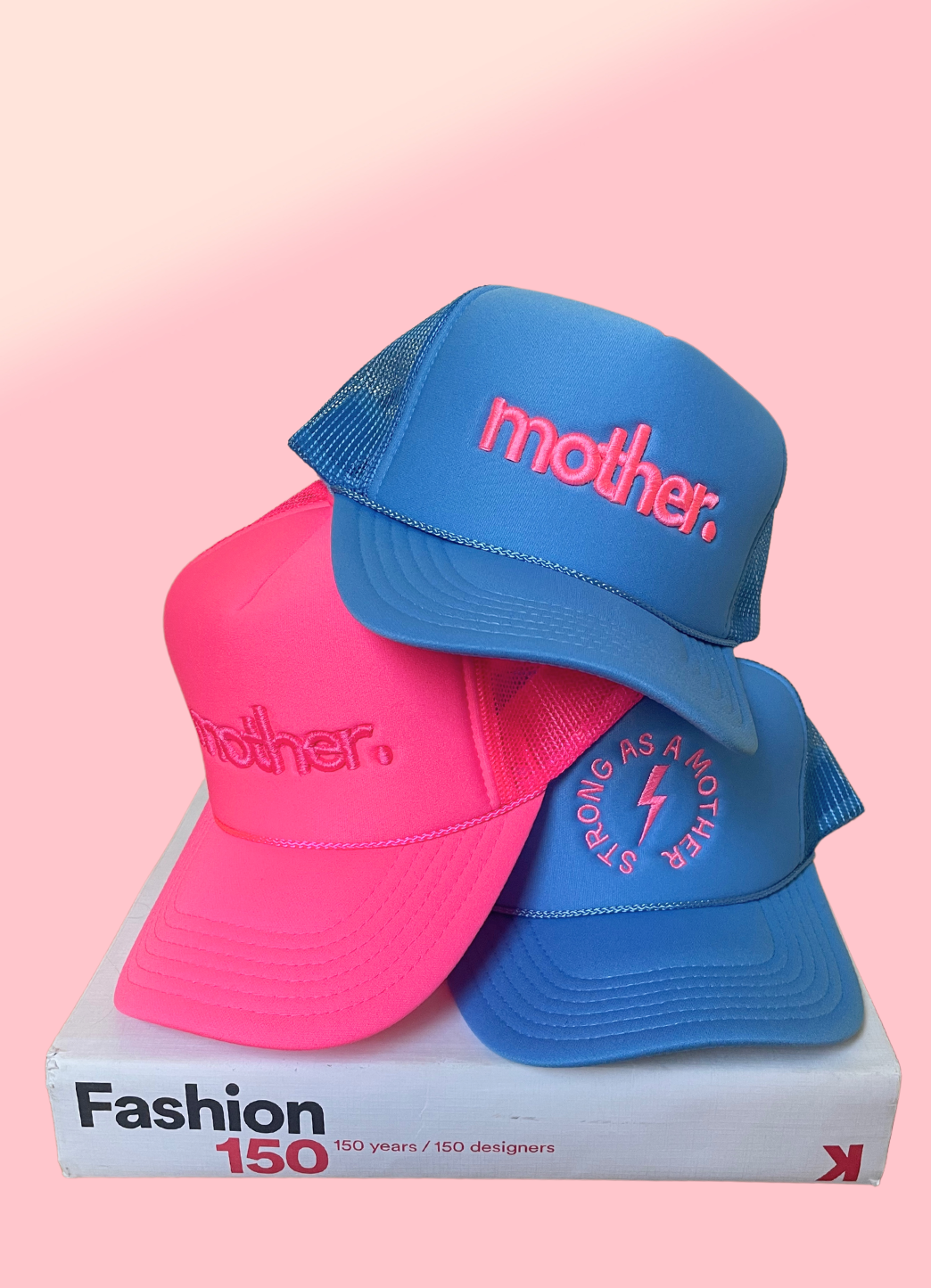 "Mother." Embroidered Trucker Hat - Hot Pink