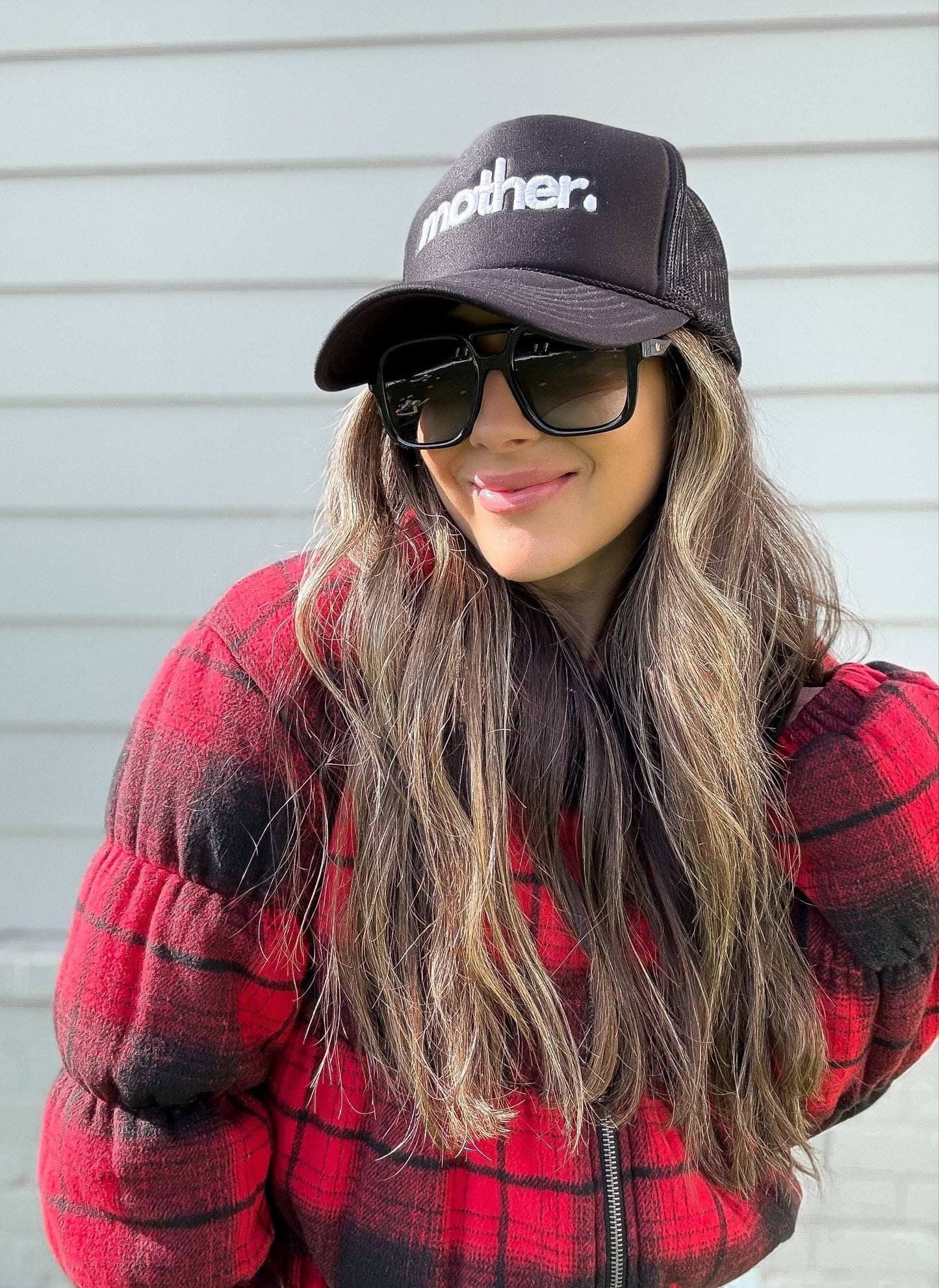 "Mother." Embroidered Trucker Hat - Black